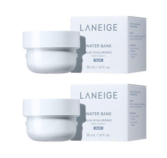 2 x LANEIGE Water Bank Blue Hyaluronic Gel Cream Refill 50ml + Samples (2 Items) from Korea