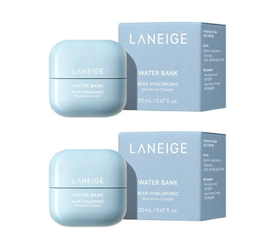 2 x LANEIGE Water Bank Blue Hyaluronic Moisture Cream 20ml from Korea