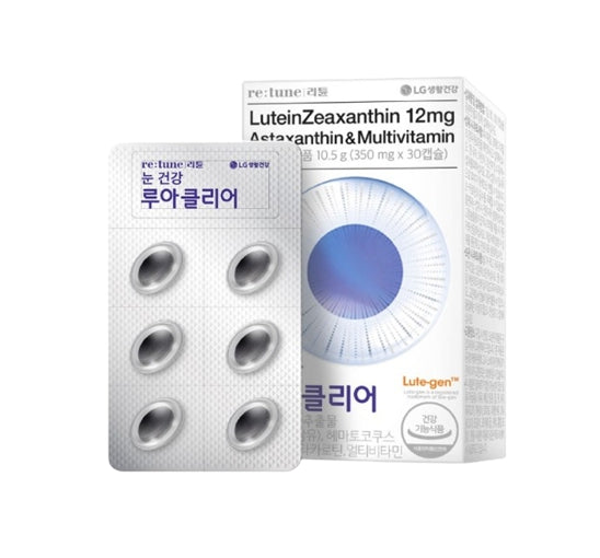 LG H&H Vital Garden re:tune Eye Health Lua Clear (30 Tablets) LuteinZeaxanthin, Astaxanthin & Multivitamin from Korea