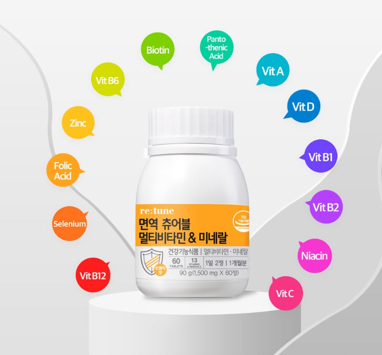 2 x LG H&H Vital Garden re:tune Immunity Chewable Multivitamin & Mineral (60 tablets) from Korea