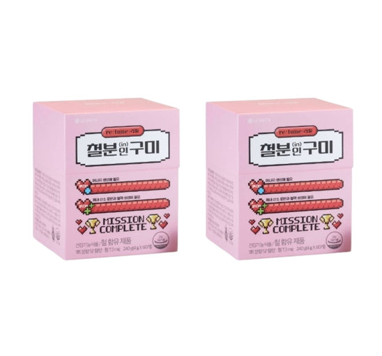 2 x LG H&H Vital Garden re:tune Iron In Gummy for Children and Women (60 Sachets) from Korea