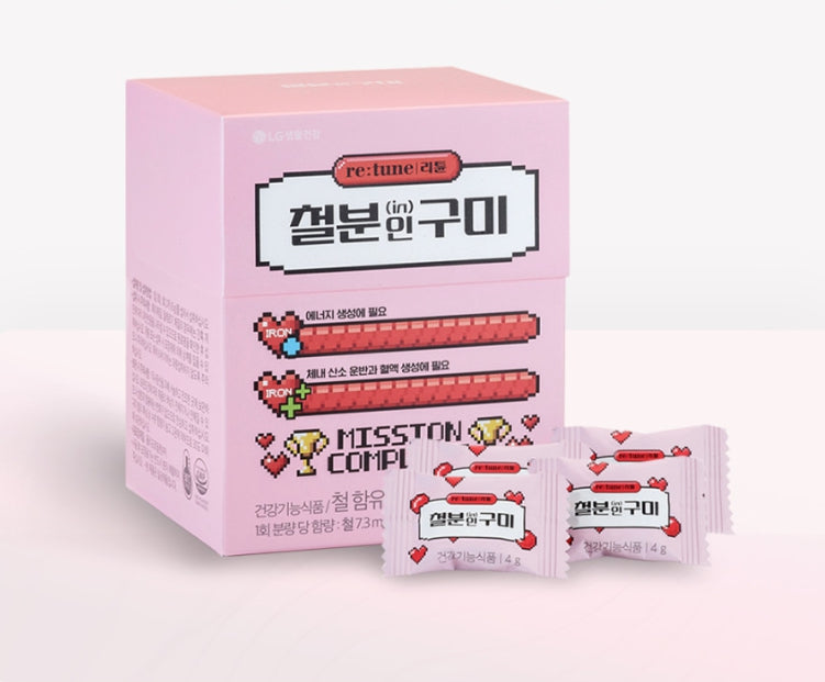 LG H&H Vital Garden re:tune Iron In Gummy for Children and Women (60 Sachets) from Korea
