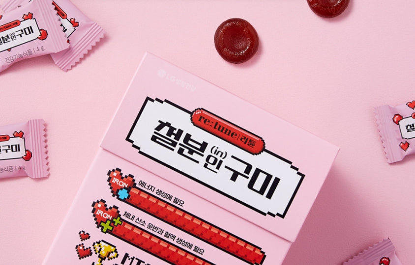 LG H&H Vital Garden re:tune Iron In Gummy for Children and Women (60 Sachets) from Korea