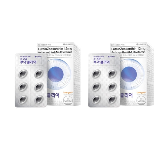 2 x LG H&H Vital Garden re:tune Eye Health Lua Clear (30 Tablets) LuteinZeaxanthin, Astaxanthin & Multivitamin from Korea