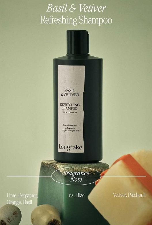 LONGTAKE Basil & Vetiver Refreshing Shampoo 300ml from Korea by Longtake