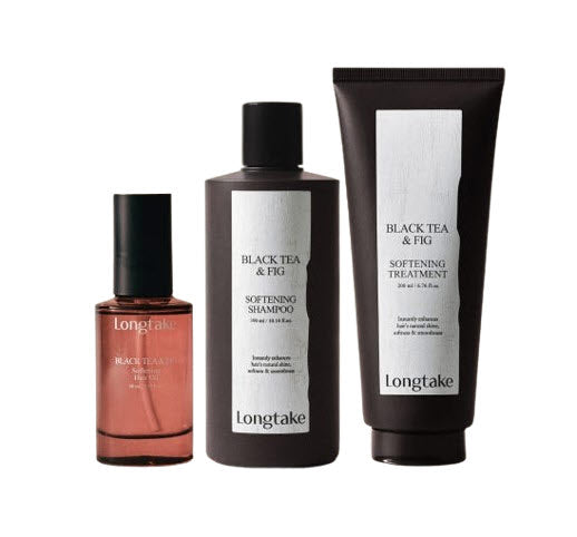LONGTAKE Black Tea & Fig Softening Shampoo 300ml + Treatment 200ml + Hair Oil 40ml from Korea by Longtake