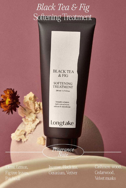 LONGTAKE Black Tea & Fig Softening Shampoo 300ml + Treatment 200ml + Hair Oil 40ml from Korea by Longtake