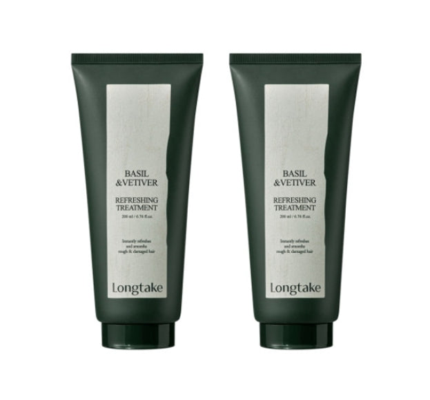 2 x LONGTAKE Basil & Vetiver Refreshing Treatment 200ml from Korea by Longtake