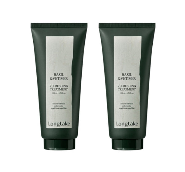2 x LONGTAKE Basil & Vetiver Refreshing Treatment 200ml from Korea by Longtake