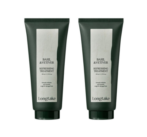 2 x LONGTAKE Basil & Vetiver Refreshing Treatment 200ml from Korea by Longtake