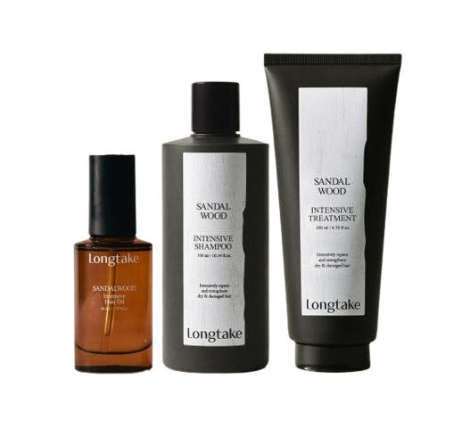 LONGTAKE Sandalwood Intensive Shampoo 300ml + Treatment 200ml + Hair Oil 40ml from Korea by Longtake
