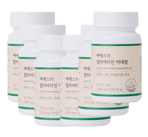 6 x ESTHER FORMULA Lyuh Esther Daily Multivitamin & Mineral Supplement (21 Nutrients) 30 Tablets from Korea