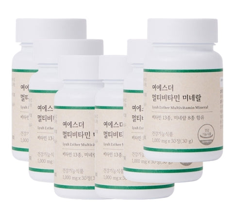 6 x ESTHER FORMULA Lyuh Esther Daily Multivitamin & Mineral Supplement (21 Nutrients) 30 Tablets from Korea