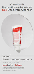 2 X MEDI-PEEL Red Lacto Collagen Clear Foam Cleanser 2.0 300ml from Korea by MEDI-PEEL