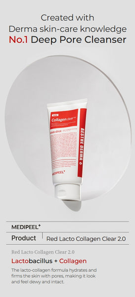 2 X MEDI-PEEL Red Lacto Collagen Clear Foam Cleanser 2.0 300ml from Korea by MEDI-PEEL