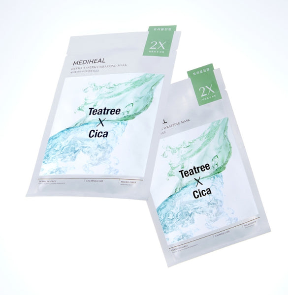 10 x MEDIHEAL Derma Synergy Wrapping Mask - Calming (Teatree x Cica) from Korea