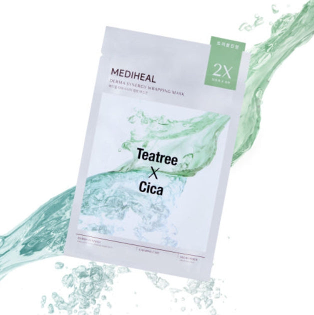 20 x MEDIHEAL Derma Synergy Wrapping Mask - Calming (Teatree x Cica) from Korea