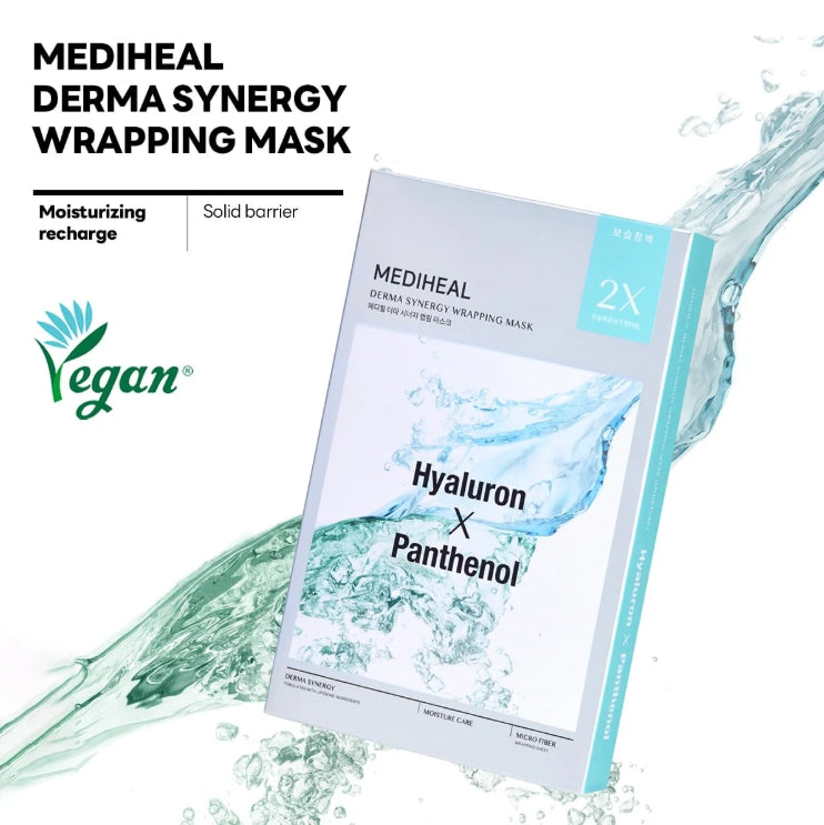 10 x MEDIHEAL Derma Synergy Wrapping Mask - Moisture (Hyaluron x Panthenol) from Korea