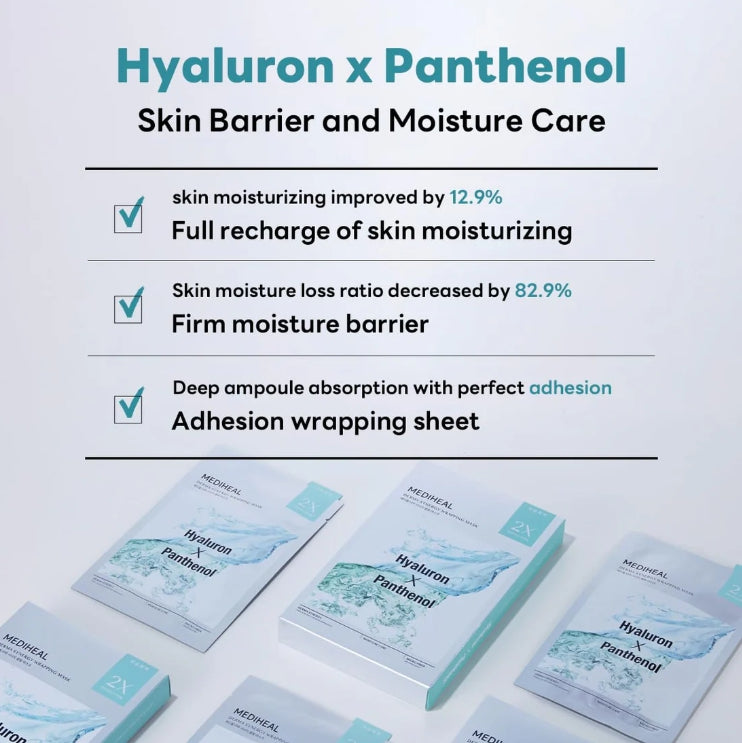20 x MEDIHEAL Derma Synergy Wrapping Mask - Moisture (Hyaluron x Panthenol) from Korea