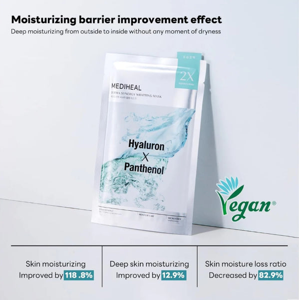 20 x MEDIHEAL Derma Synergy Wrapping Mask - Moisture (Hyaluron x Panthenol) from Korea