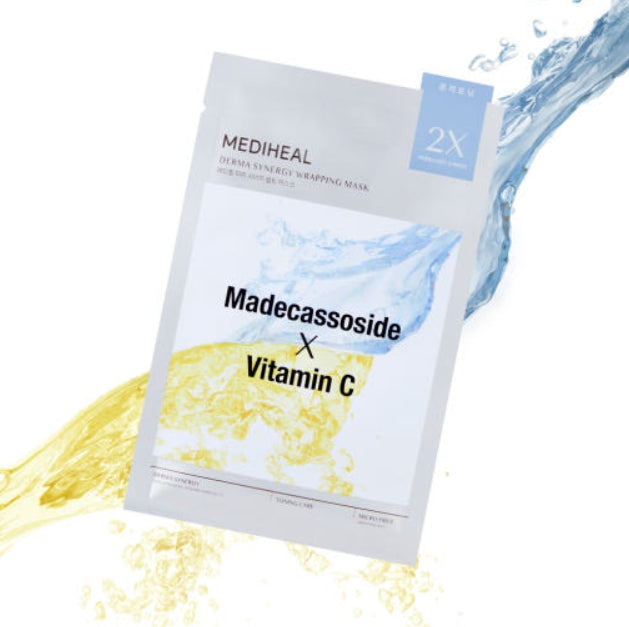 10 x MEDIHEAL Derma Synergy Wrapping Mask - Toning (Madecassoside x Vitamin C) from Korea
