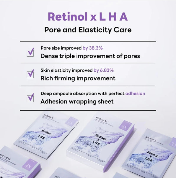 10 x MEDIHEAL Derma Synergy Wrapping Mask - Pore (Retinol x LHA) from Korea