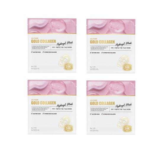 4 x MISSHA 24K Prime Gold Collagen Hydrogel Mask - Radiant & Firming Mask from Korea