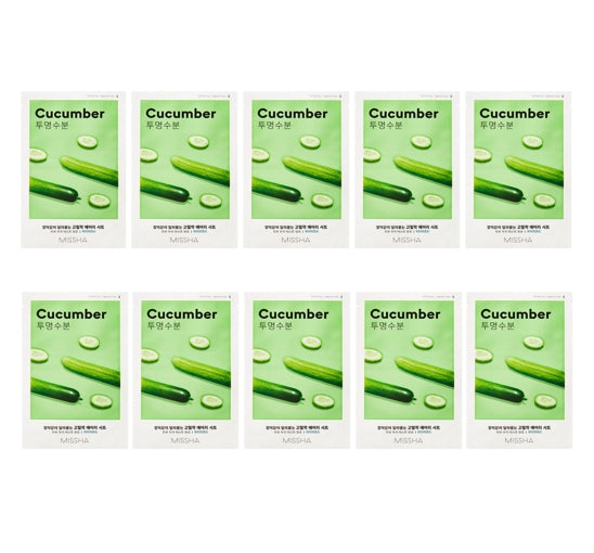 10 x MISSHA Airy Fit Sheet Mask Cucumber - Hydrating K‑Beauty Mask from Korea