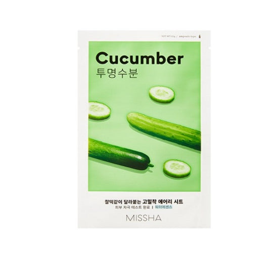 20 x MISSHA Airy Fit Sheet Mask Cucumber - Hydrating K‑Beauty Mask from Korea