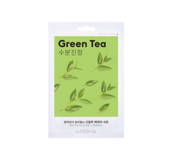 20 x MISSHA Airy Fit Sheet Mask Green Tea - Soothing & Hydrating K‑Beauty Mask from Korea