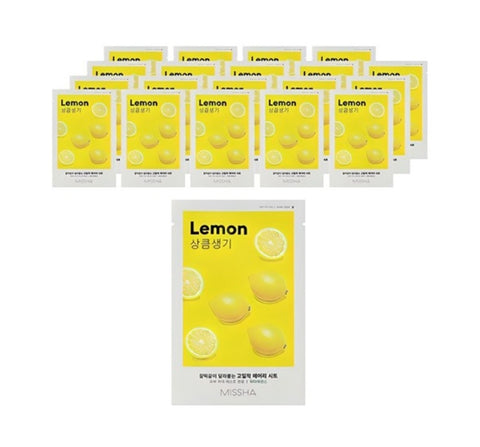 20 x MISSHA Airy Fit Sheet Mask Lemon - Brightening Korean Sheet Mask with Vitamin C from Korea