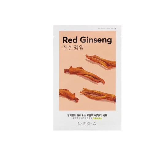 10 x MISSHA Airy Fit Sheet Mask Red Ginseng - Hydrating & Youth‑Boosting Mask from Korea