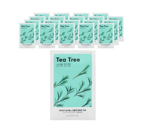 20 x MISSHA Airy Fit Sheet Mask Tea Tree - Soothing Hydrating Korean Sheet Mask from Korea