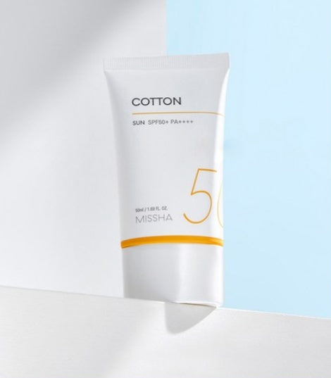 2 x MISSHA All Around Safe Block Cotton Sun Cream 50ml SPF50+ PA++++, Mineral Sunscreen from Korea
