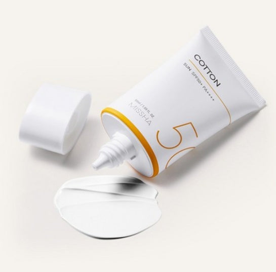 MISSHA All Around Safe Block Cotton Sun Cream 50ml SPF50+ PA++++, Mineral Sunscreen from Korea