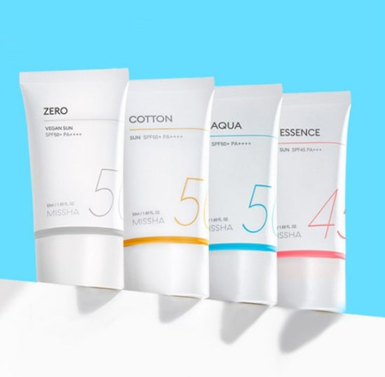 MISSHA All Around Safe Block Cotton Sun Cream 50ml SPF50+ PA++++, Mineral Sunscreen from Korea