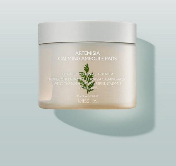 MISSHA Artemisia Calming Ampoule Pads 225ml(50 Pads) - Fermented Soothing Pads from Korea