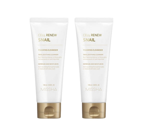 2 x MISSHA Cell Renew Snail Foaming Cleanser 100ml from Korea