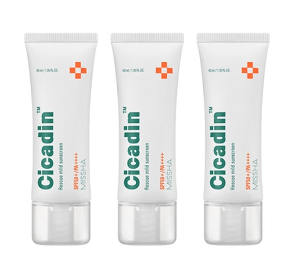 3 x MISSHA Cicadin Rescue Mild Sun Cream SPF50+ PA++++ 40ml from Korea by MISSHA