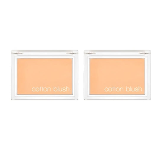2 x MISSHA Cotton Blush 4g, Mandarine Ade - Warm Mandarin Powder Blush, K‑Beauty Cheek Color from Korea