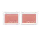 2 x MISSHA Cotton Blush 4g, Vintage Robe - Rose‑Tone Powder Blusher, Soft Natural Cheek Color from Korea