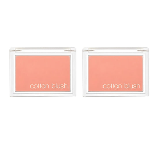 2 x MISSHA Cotton Blush 4g, Picnic Blanket - Warm Peach‑Coral Blusher, K‑Beauty Powder from Korea