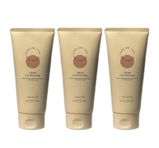 3 x MISSHA Creamy Latte Cleansing Foam (Cacao) 172ml - Smooth & Moisturizing from Korea