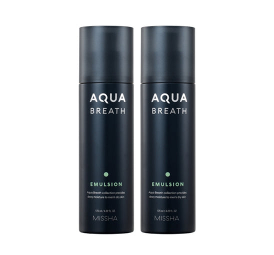 2 x [MEN] MISSHA For Men Aqua Breath Emulsion 125ml - Lightweight Hydrating Moisturizer from Korea