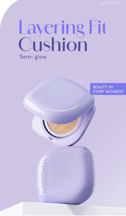 2 x MISSHA Layering Fit Cushion Semi Glow 15g, #21 Fair from Korea