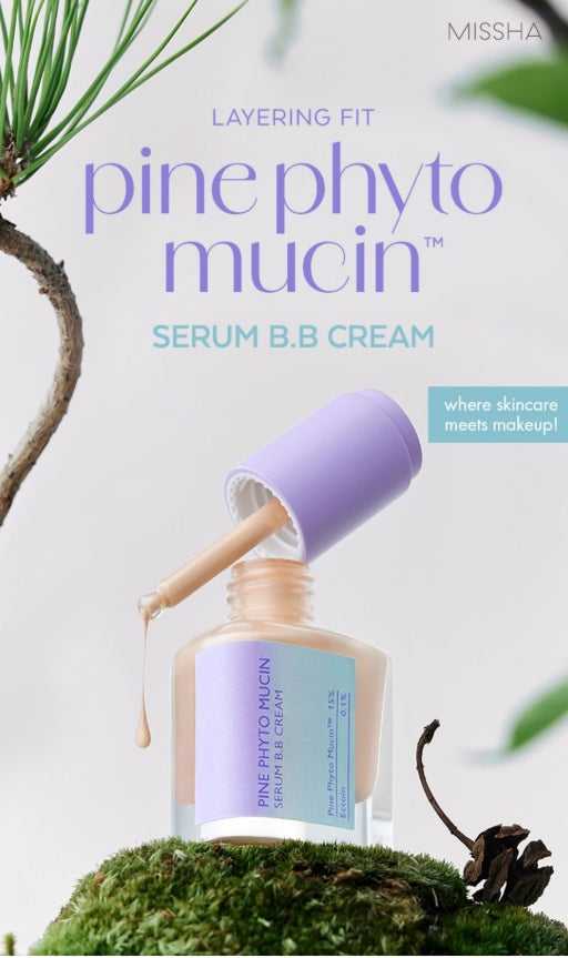 2 x MISSHA Layering Fit Pine Phyto Mucin Serum B.B Cream 30ml, #Coccon from Korea