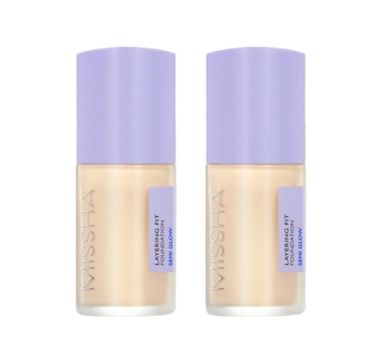 2 x MISSHA Layering Fit Semi Glow Foundation 35ml (#21 Vanilla) - Natural Radiant Base from Korea