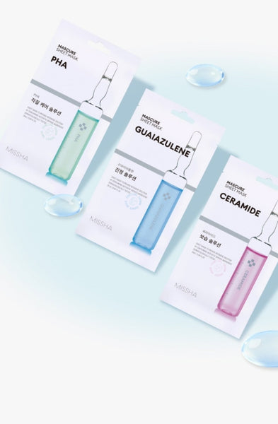 6 x MISSHA Mascure Sheet Mask (Guaiazulene) - Sensitive Skin Soothing from Korea