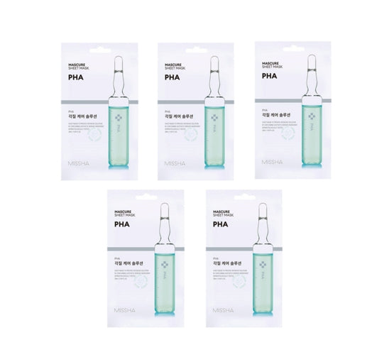 5 x MISSHA Mascure Sheet Mask (PHA) - Gentle Exfoliating Mask from Korea