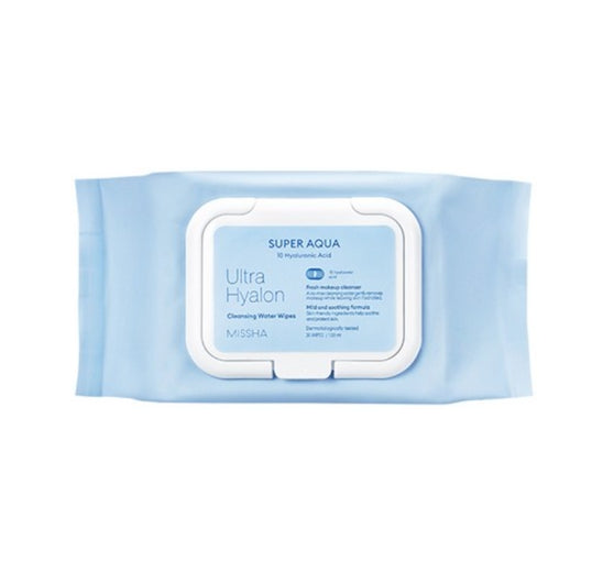 3 x MISSHA Super Aqua Ultra Hyalron Cleansing Water Wipes, 30 Sheets - Hydrating Micellar Makeup Remover from Korea